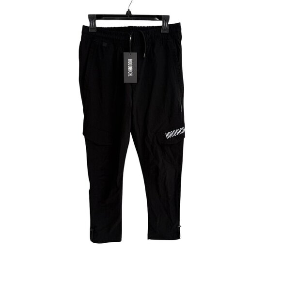 Hoodrich Mens Black Utility Joggers With Drawstring Waist & Cargo Pockets - Size - Picture 1 of 7